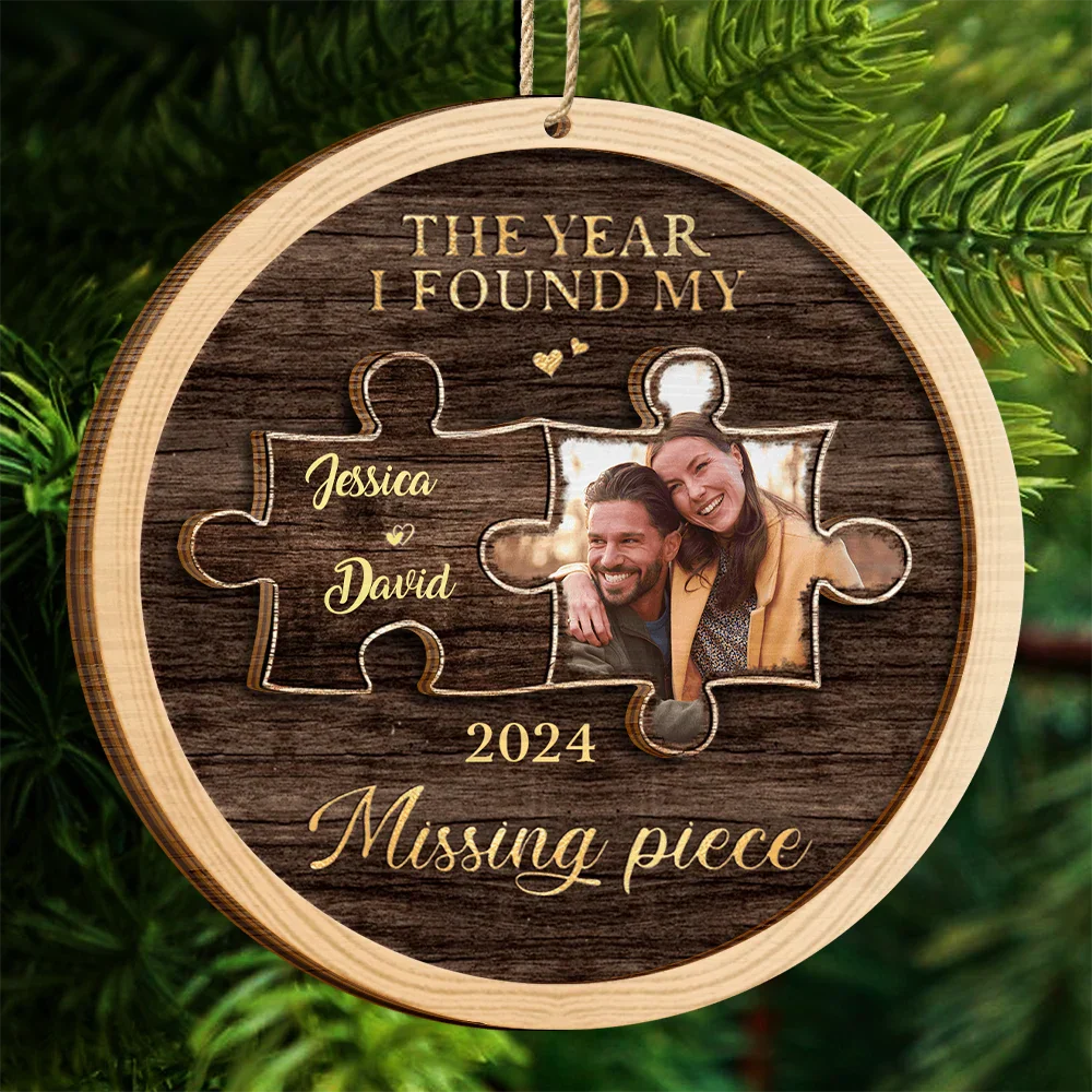 Custom Photo The Year I Found My Missing Piece - Personalized 2-Layered Wooden Ornament - Image 4