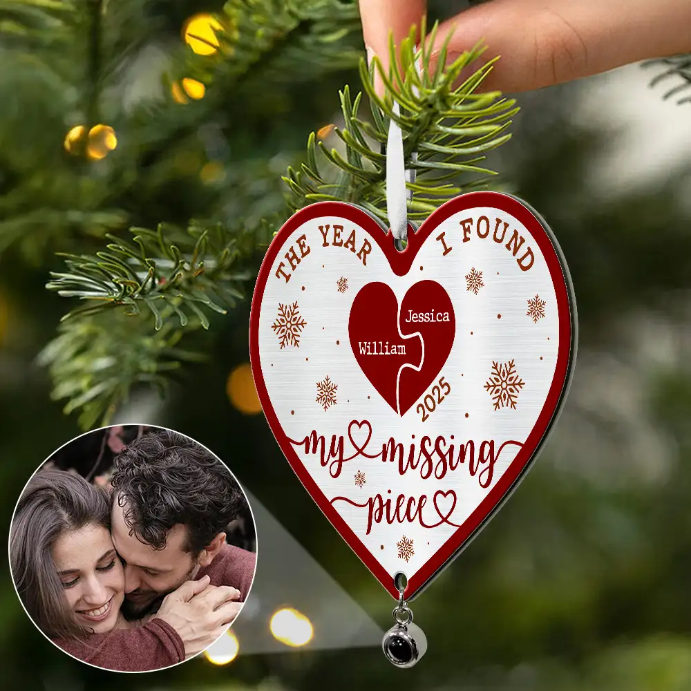 Custom Photo The Year I Found My Missing Piece - Personalized Custom Shaped Photo Projection Ornament - Image 2