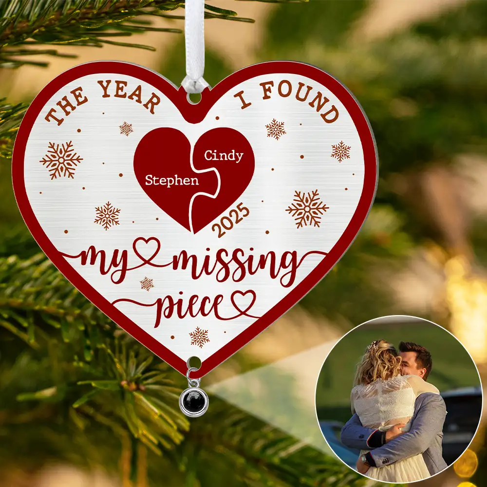 Custom Photo The Year I Found My Missing Piece - Personalized Custom Shaped Photo Projection Ornament - Image 3