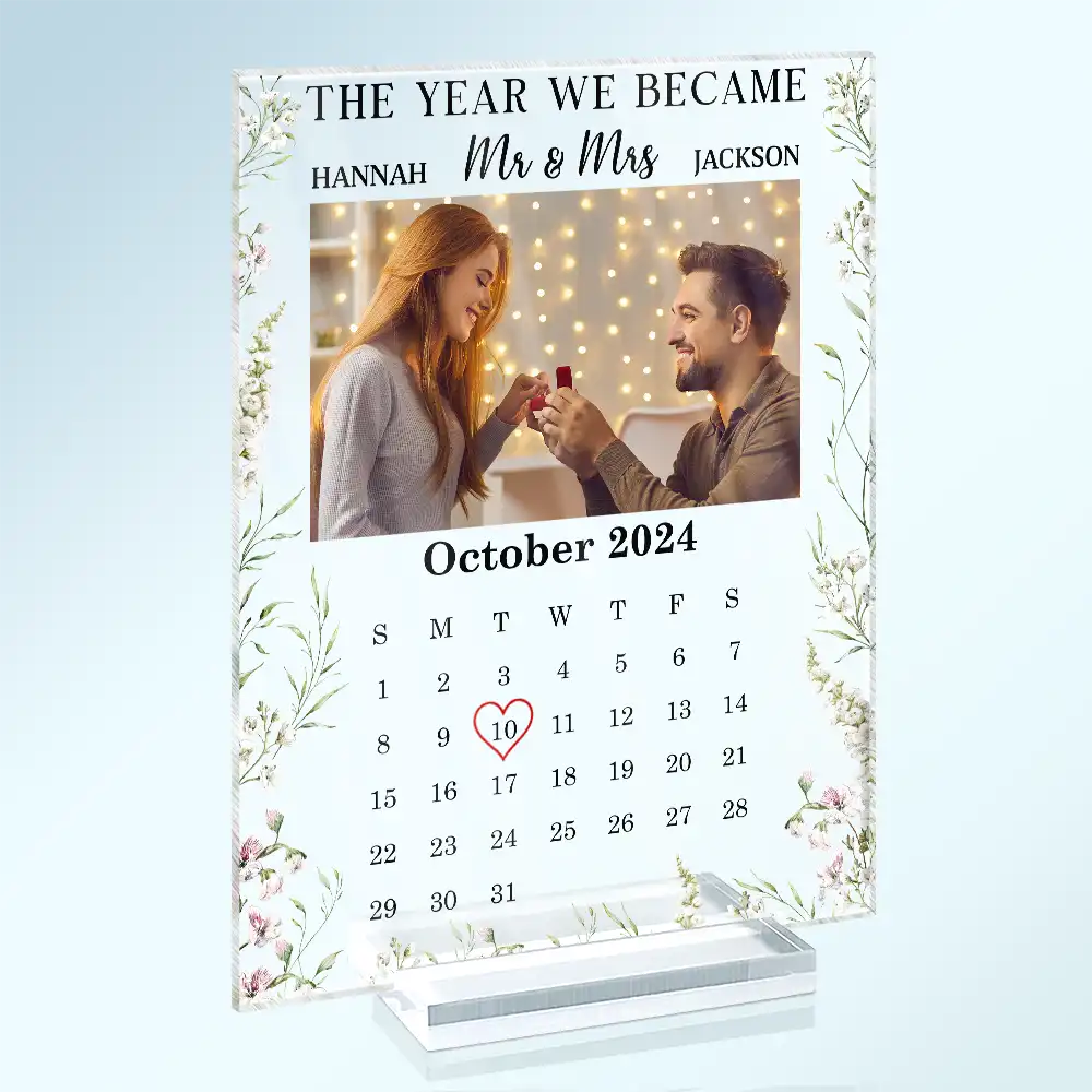 Custom Photo The Year We Became Mr & Mrs Couple - Personalized Vertical Rectangle Acrylic Plaque - Image 2
