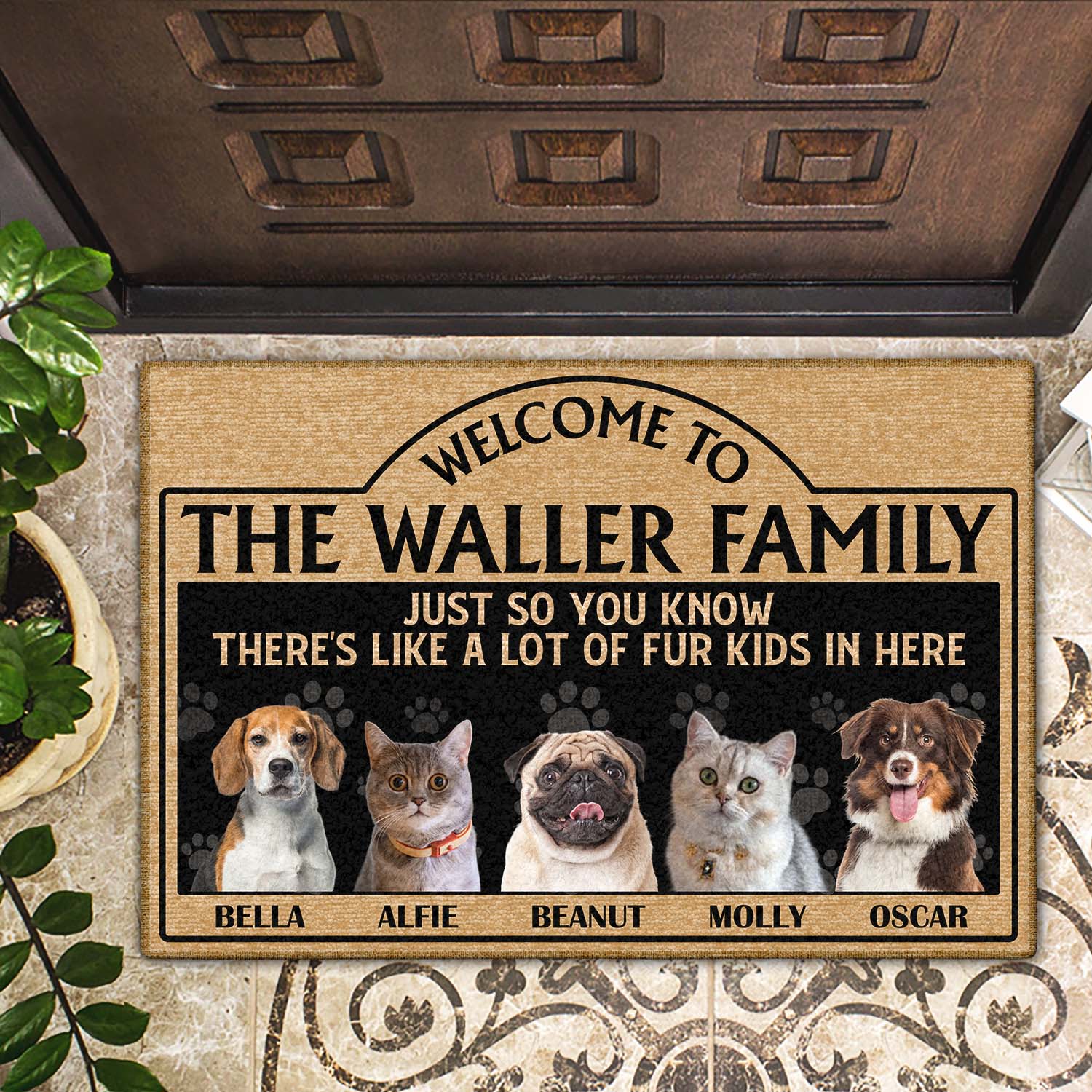 Custom Photo There‘s Like A Lot Of Dogs Cats In Here - Gift For Dog Lovers And Cat Lovers - Personalized Custom Doormat - Image 2