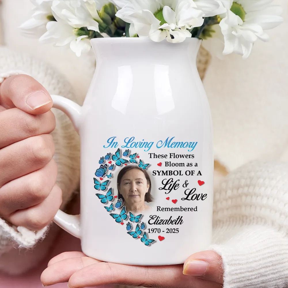 Custom Photo These Flowers Bloom As A Symbol - Personalized Ceramic Flower Vase - Image 3