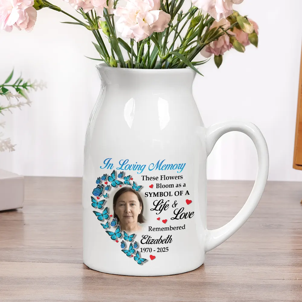 Custom Photo These Flowers Bloom As A Symbol - Personalized Ceramic Flower Vase - Image 5