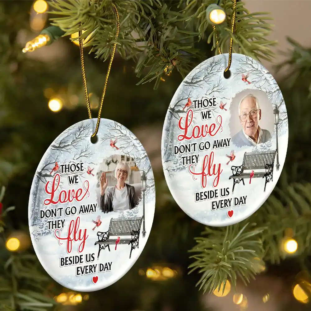 Custom Photo They Fly Beside Us Everyday - Personalized Circle Ceramic Ornament - Image 2