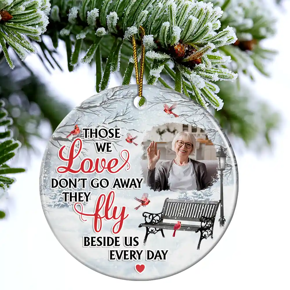 Custom Photo They Fly Beside Us Everyday - Personalized Circle Ceramic Ornament - Image 4