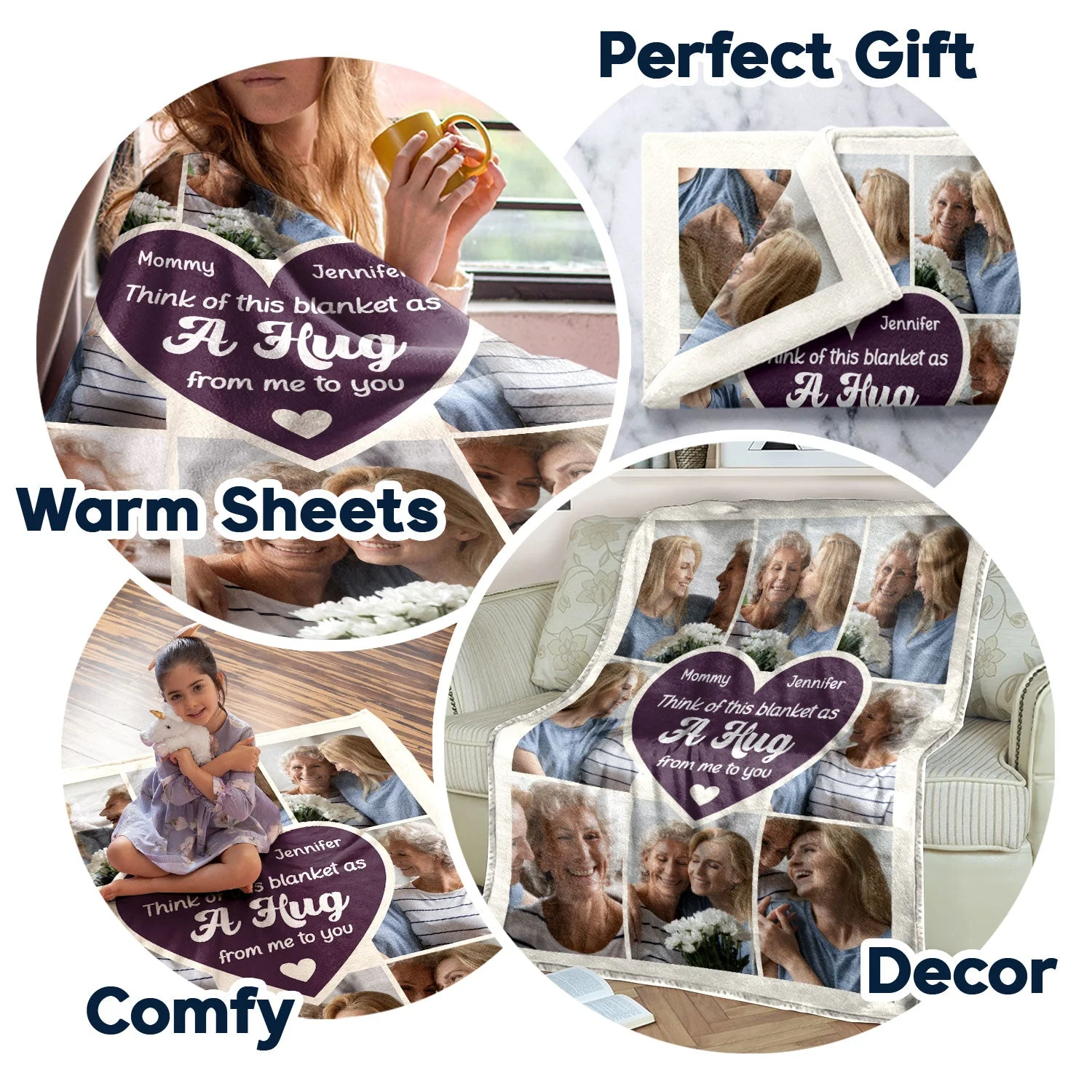 Custom Photo Think Of This Blanket - Gift For Mom - Personalized Fleece Blanket - Image 5