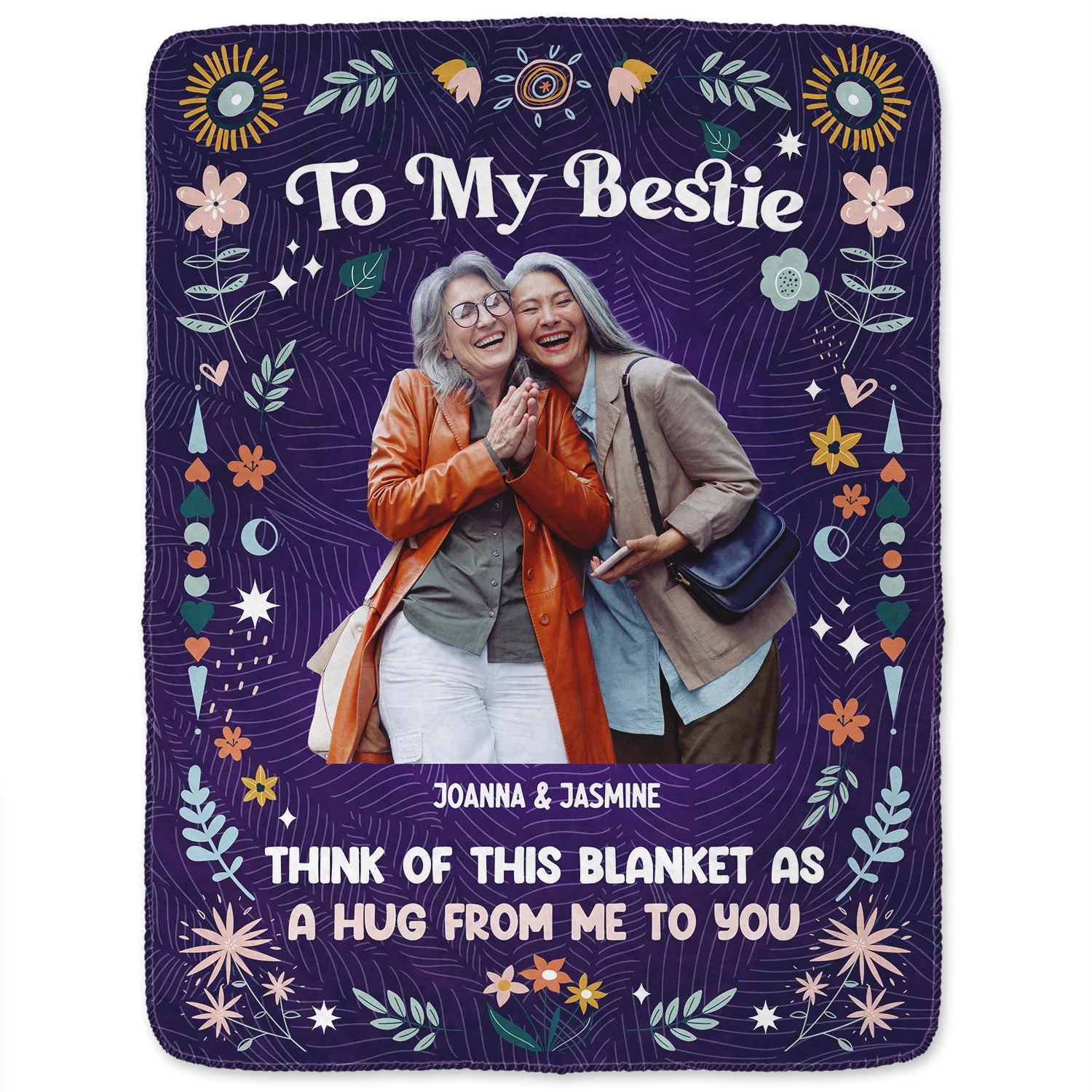 Custom Photo Think Of This Blanket - Gift For Sisters And Best Friends - Personalized Fleece Blanket - Image 2
