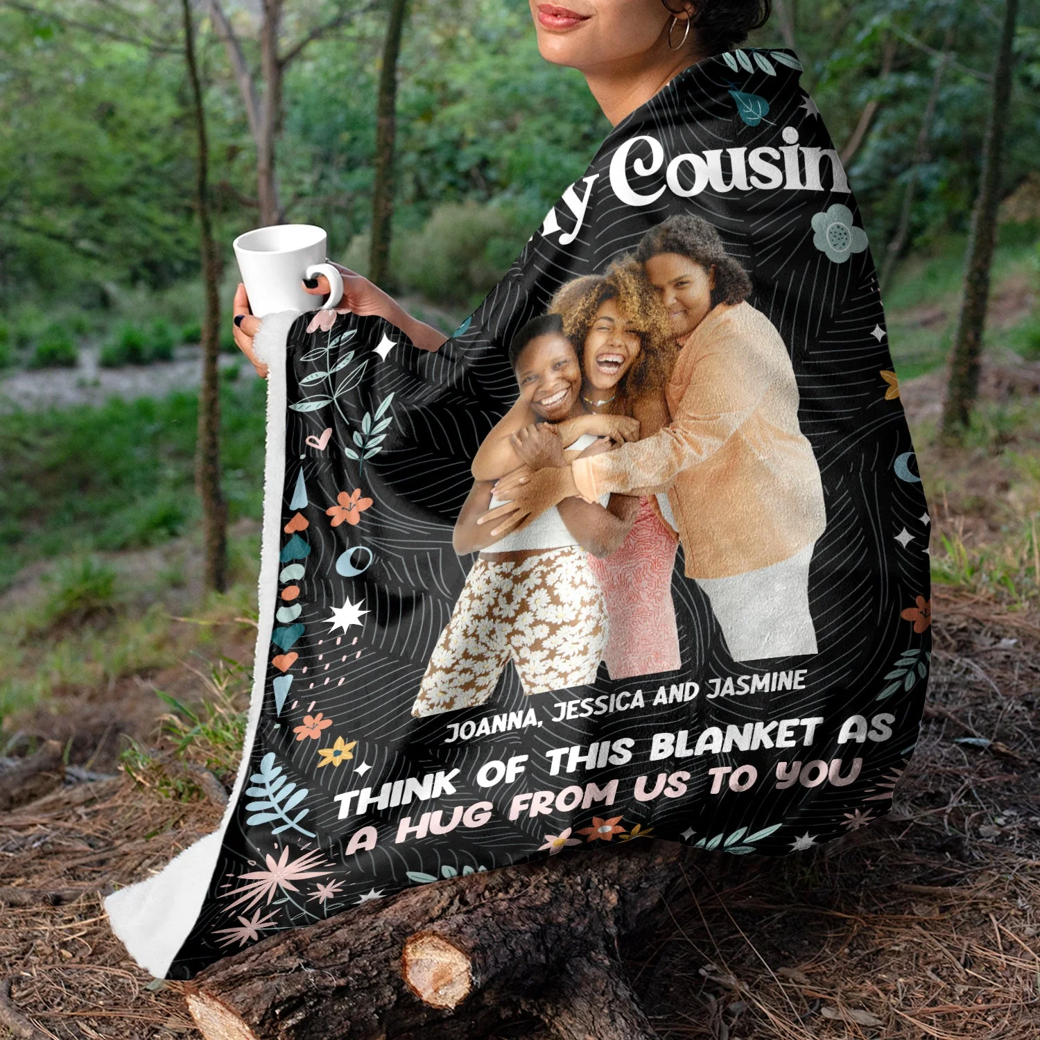 Custom Photo Think Of This Blanket - Gift For Sisters And Best Friends - Personalized Fleece Blanket - Image 7