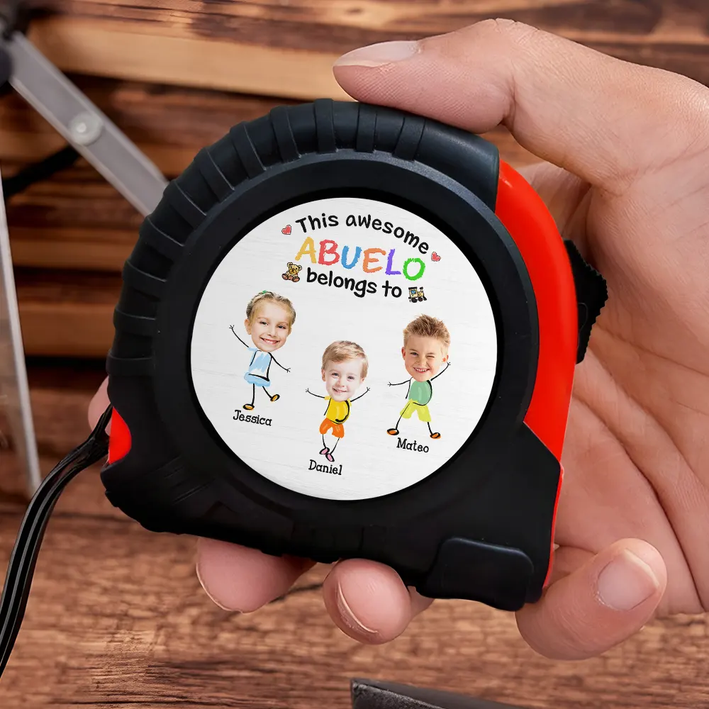Custom Photo This Awesome Daddy Grandpa Belongs To - Personalized Tape Measure - Image 4