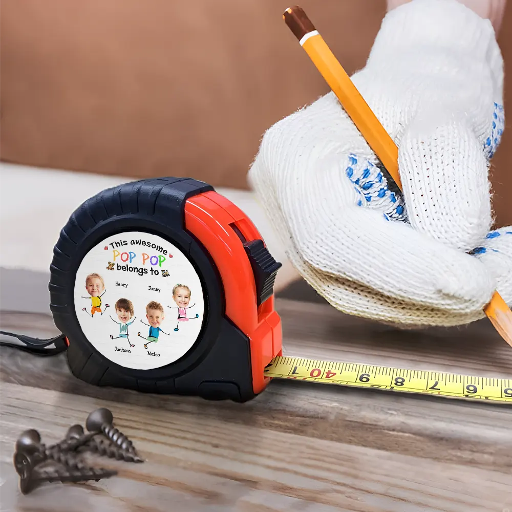 Custom Photo This Awesome Daddy Grandpa Belongs To - Personalized Tape Measure - Image 5