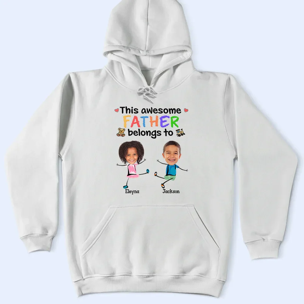 Custom Photo This Awesome Daddy Mommy Grandpa Belongs To - Personalized T Shirt - Image 5