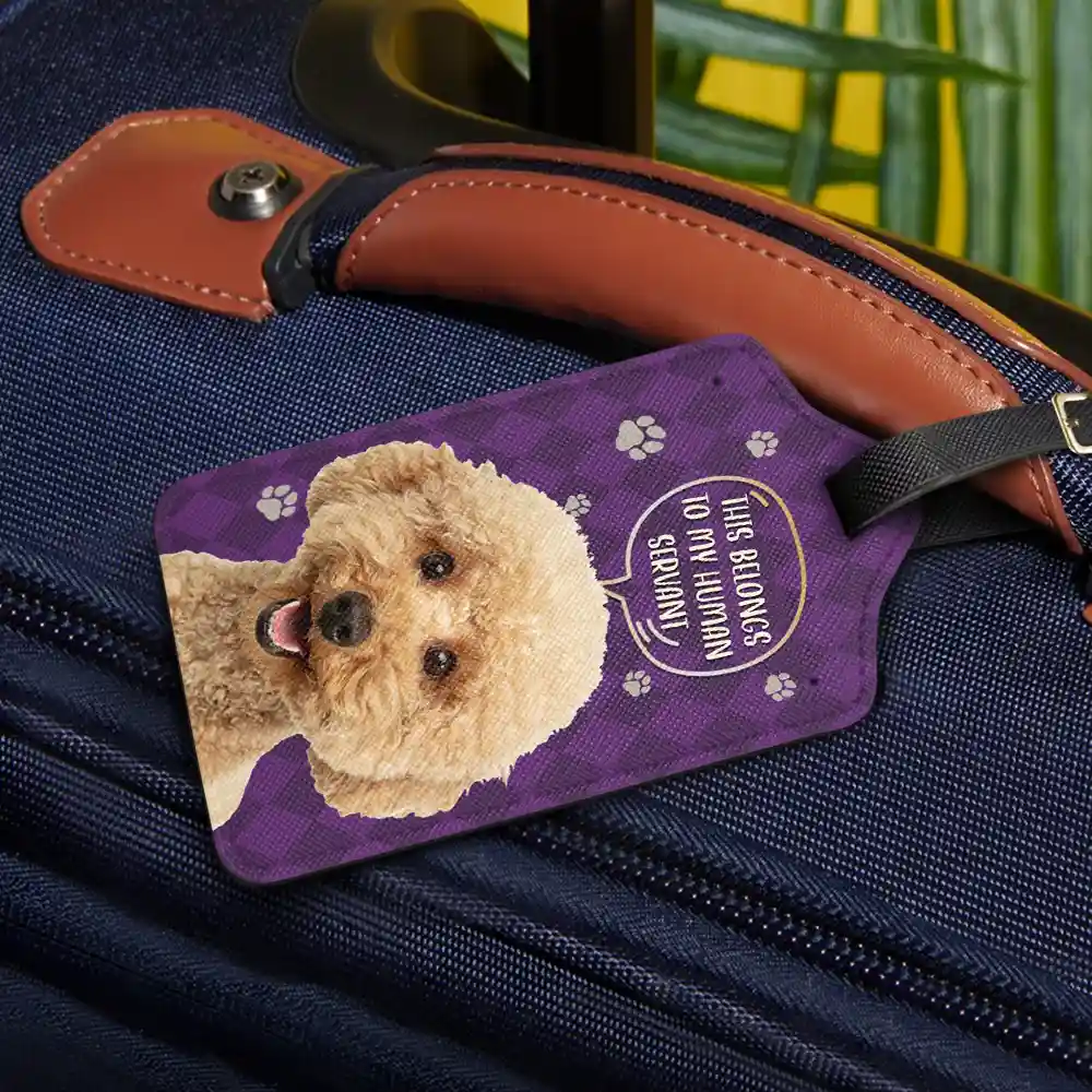 Custom Photo This Belongs To My Human Servant - Personalized Luggage Tag - Image 3