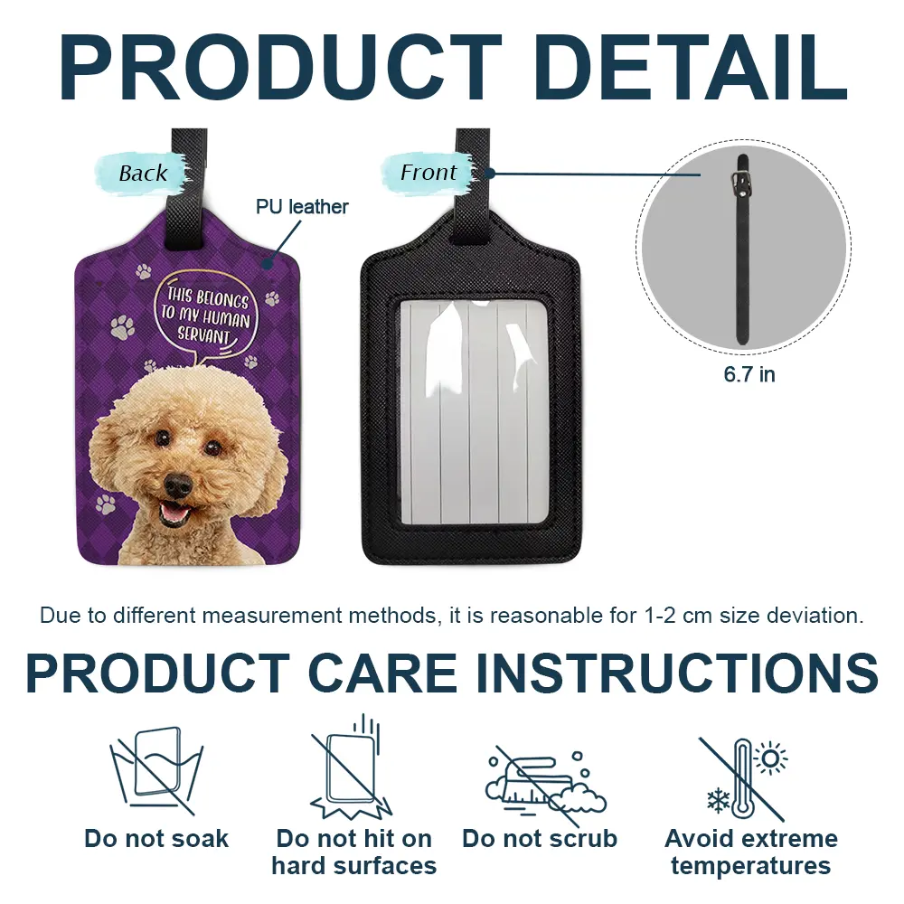 Custom Photo This Belongs To My Human Servant - Personalized Luggage Tag - Image 5