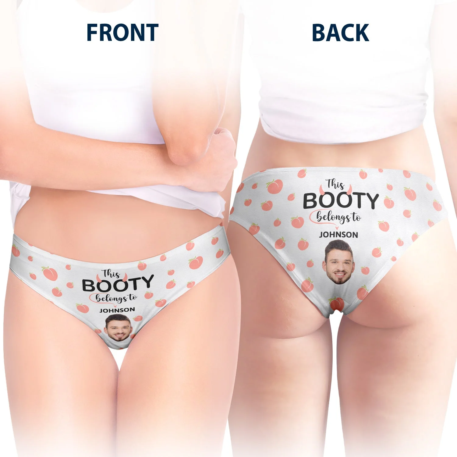 Custom Photo This Booty Belongs To - Birthday, Anniversary, Funny Gift For Wife, Girlfriend - Personalized Women's Low-waisted Brief - Image 6