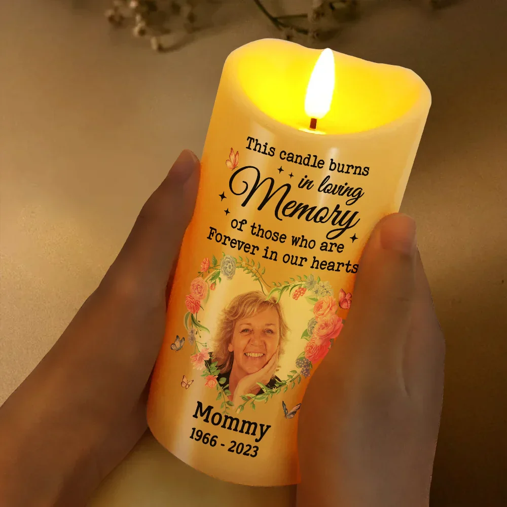 Custom Photo This Candle Burns In Loving Memory - Personalized Flameless LED Candle - Image 3