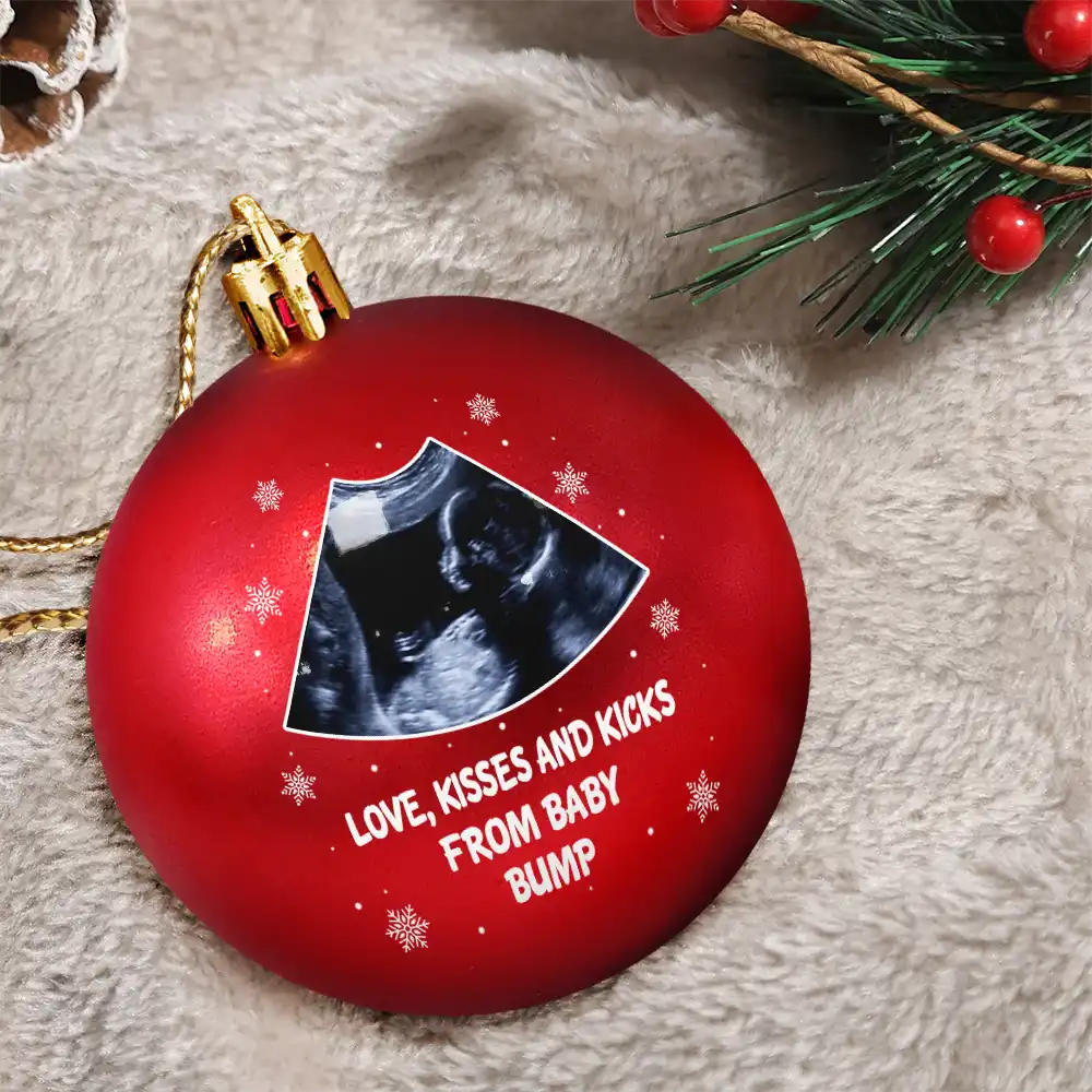 Custom Photo This Christmas I'll Be Snuggled Up Newborn Baby - Personalized Ball Ornament - Image 3
