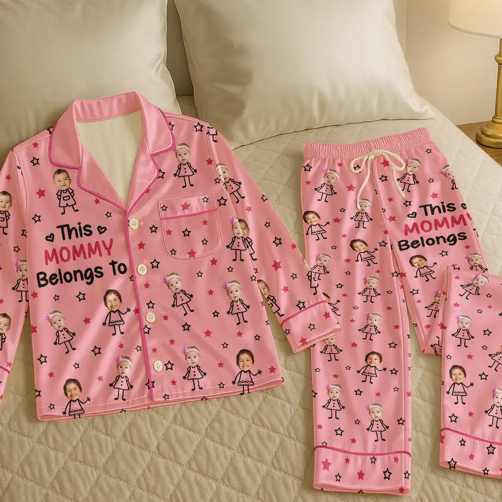 Custom Photo This Grandma Mom Belongs To Kids Pet - Personalized Satin Pajama Set - Image 6