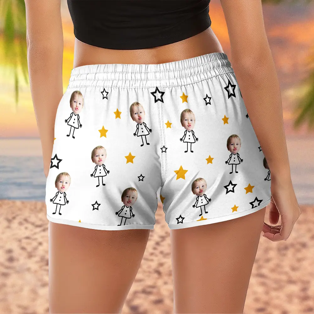 Custom Photo This Grandma Mom Belongs To Kids Pet - Personalized Women Beach Shorts - Image 5