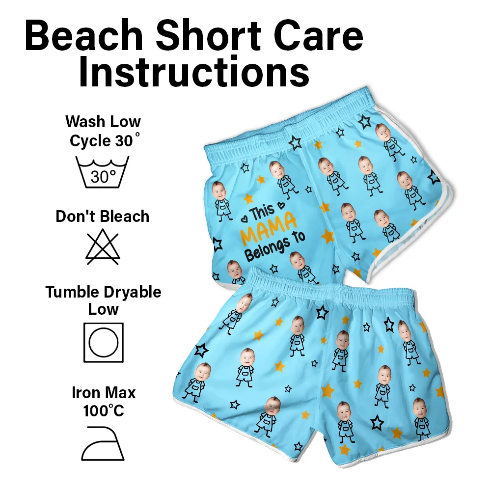 Custom Photo This Grandma Mom Belongs To Kids Pet - Personalized Women Beach Shorts - Image 7
