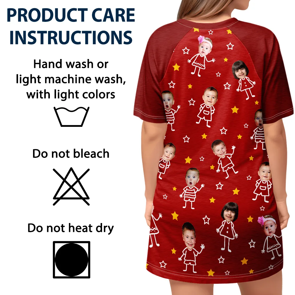 Custom Photo This Grandma Mom Belongs To Kids Pet - Personalized Women's Sleep Tee - Image 6