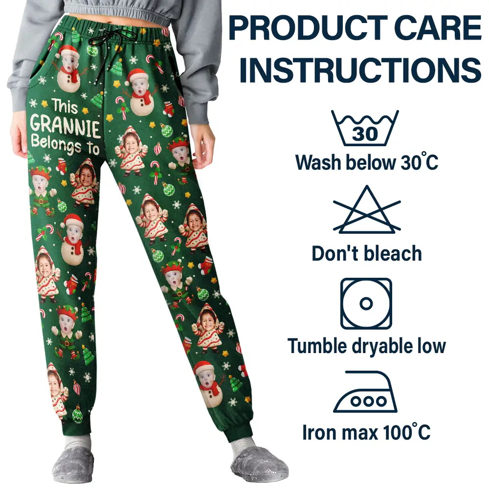 Custom Photo This Grandpa Dad Belongs To Grandkids Christmas Characters - Personalized Pajama Pants - Image 6