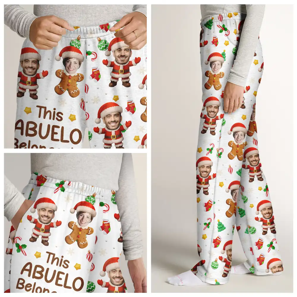 Custom Photo This Grandpa Dad Belongs To Grandkids Christmas Characters - Personalized Pajama Pants - Image 8