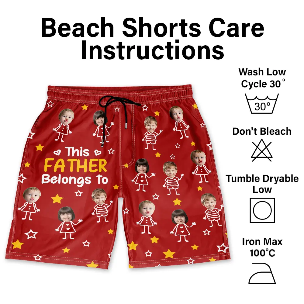 Custom Photo This Grandpa Daddy Belongs To Kids Pet - Personalized Unisex Beach Shorts - Image 7