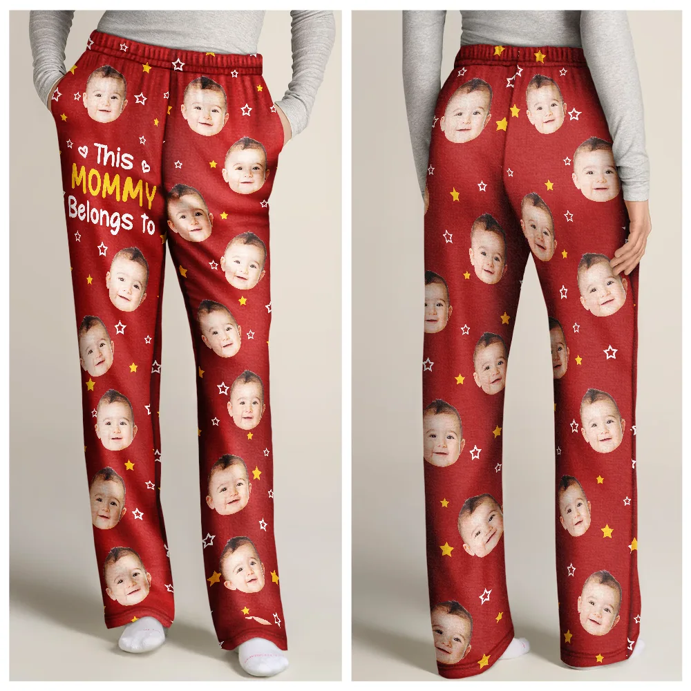 Custom Photo This Grandpa Grandma Belongs To Kids Pet Face - Personalized Pajama Pants - Image 6