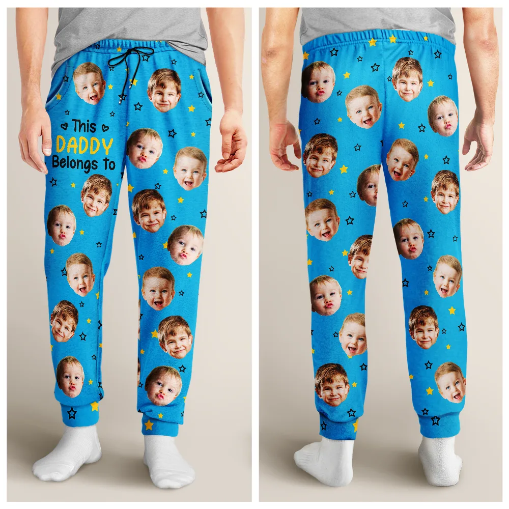 Custom Photo This Grandpa Grandma Belongs To Kids Pet Face - Personalized Pajama Pants - Image 7