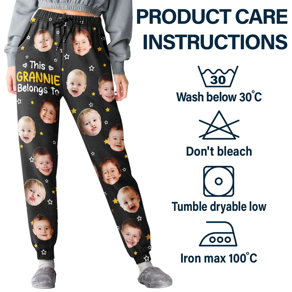 Custom Photo This Grandpa Grandma Belongs To Kids Pet Face - Personalized Pajama Pants - Image 8