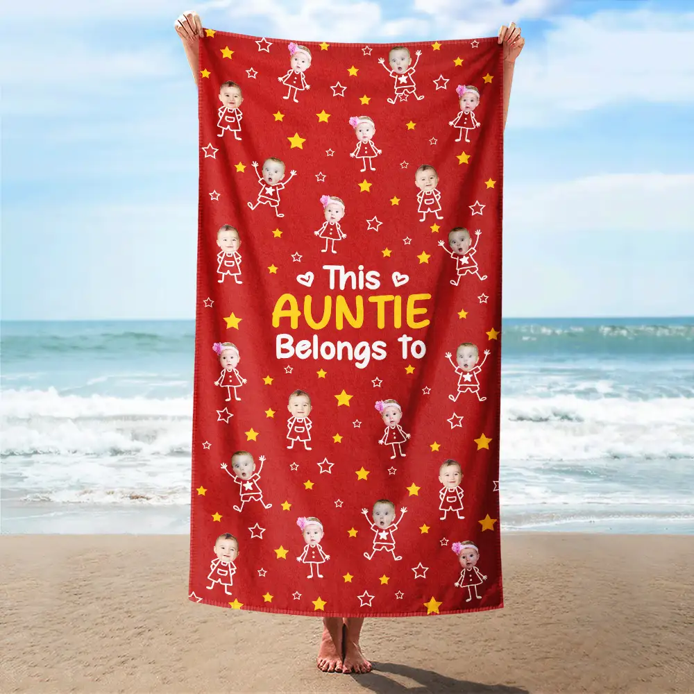 Custom Photo This Grandpa Grandma Dad Mom Belongs To Kids Pet - Personalized Beach Towel - Image 2