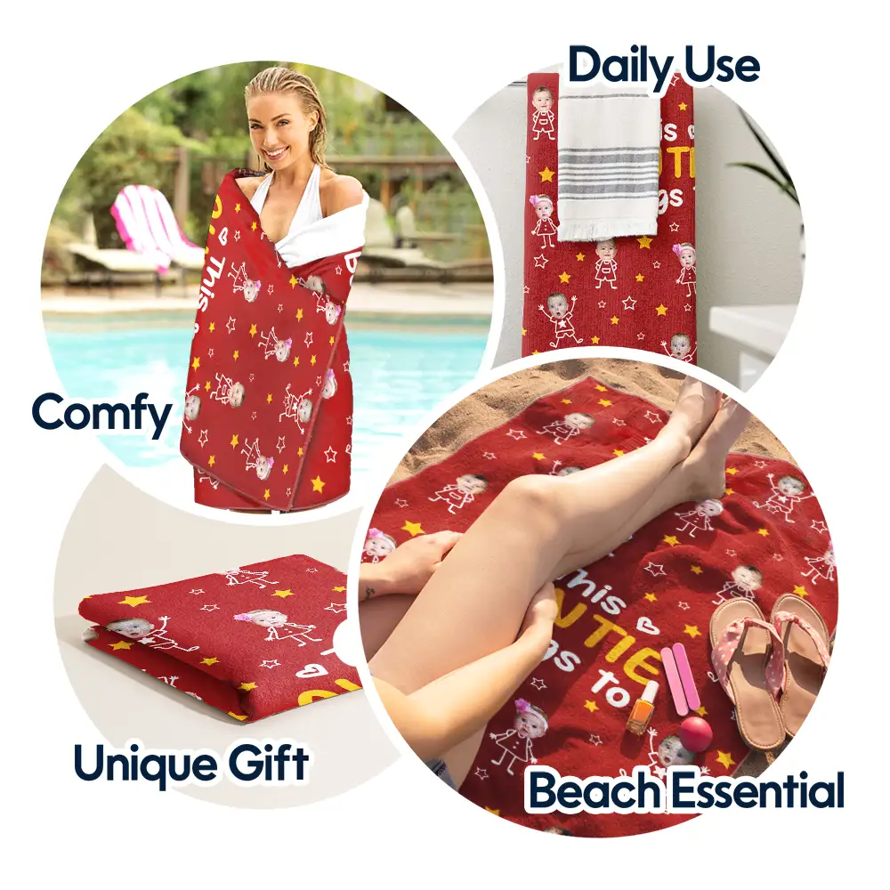 Custom Photo This Grandpa Grandma Dad Mom Belongs To Kids Pet - Personalized Beach Towel - Image 5