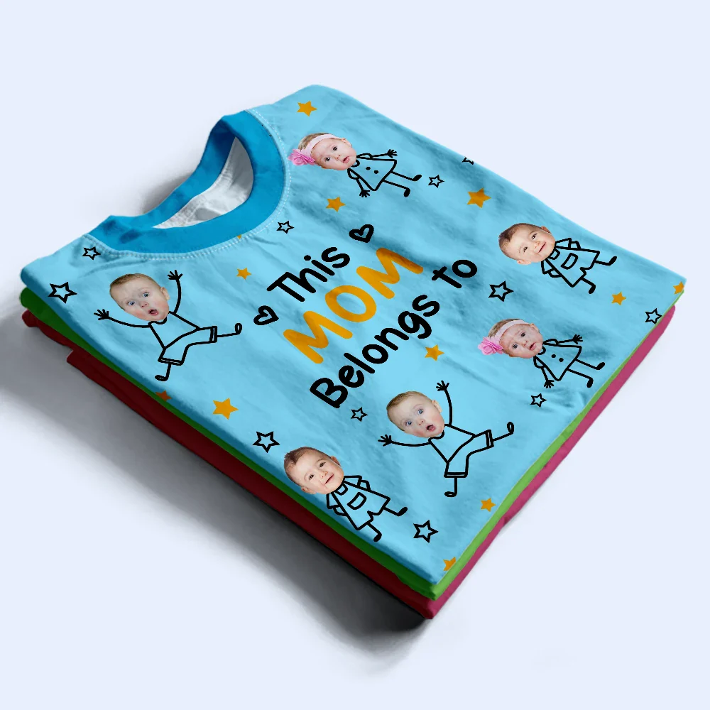 Custom Photo This Grandpa Grandma Dad Mom Belongs To Kids Pet - Personalized Full Print T Shirt - Image 5