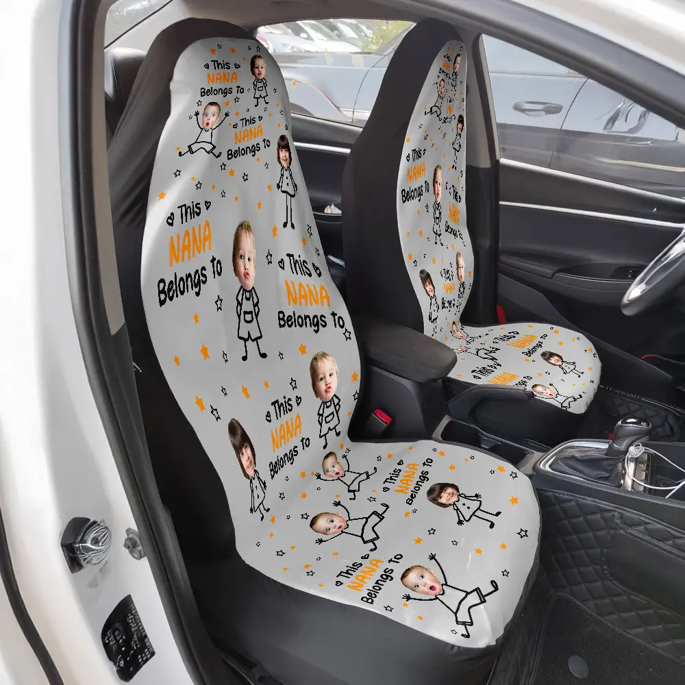 Custom Photo This Grandpa Papa Dad Belongs To Kids Pet - Personalized Car Seat Cover - Image 4