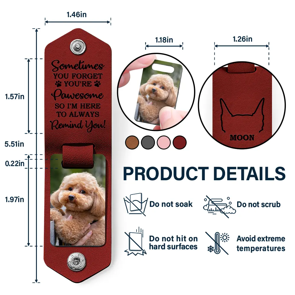 Custom Photo This Human Belongs To - Personalized Leather Photo Keychain - Image 5