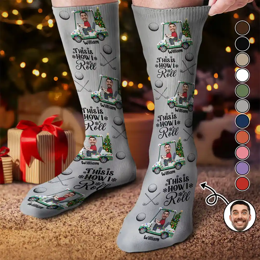 Custom Photo This Is How I Roll Golf Cart - Personalized Socks
