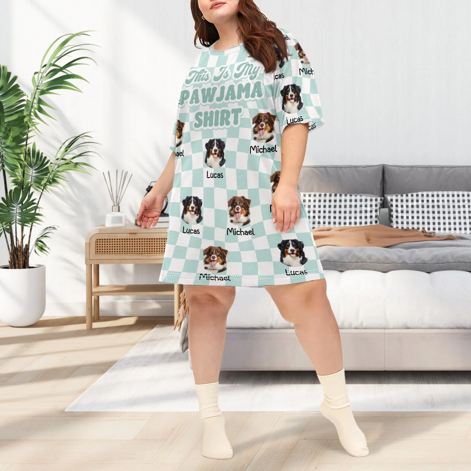 Custom Photo This Is My Pawjama Shirt - Birthday, Loving Gift For Dog Lover, Cat Mum, Pet Mom - Personalized Women's Sleep Tee - Image 4