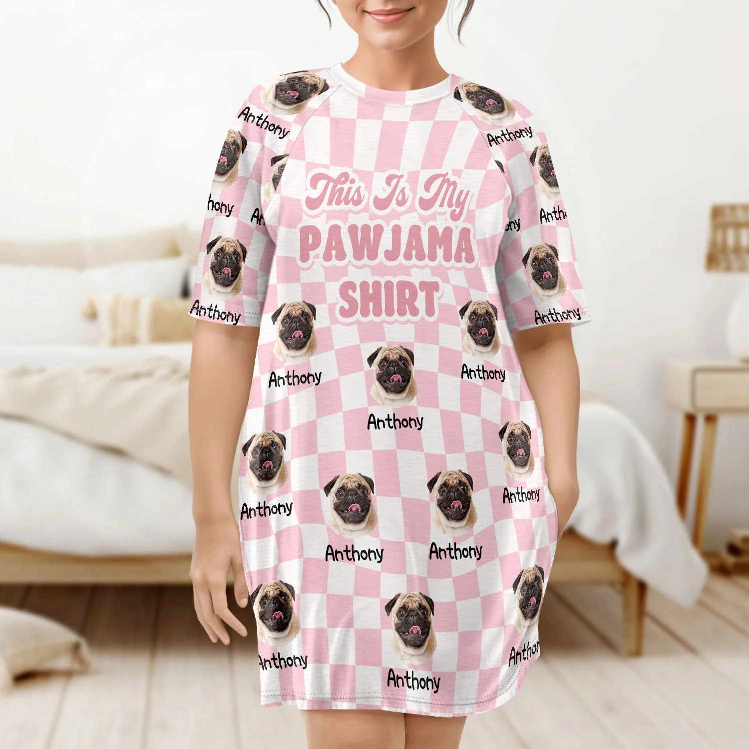 Custom Photo This Is My Pawjama Shirt - Birthday, Loving Gift For Dog Lover, Cat Mum, Pet Mom - Personalized Women's Sleep Tee - Image 5