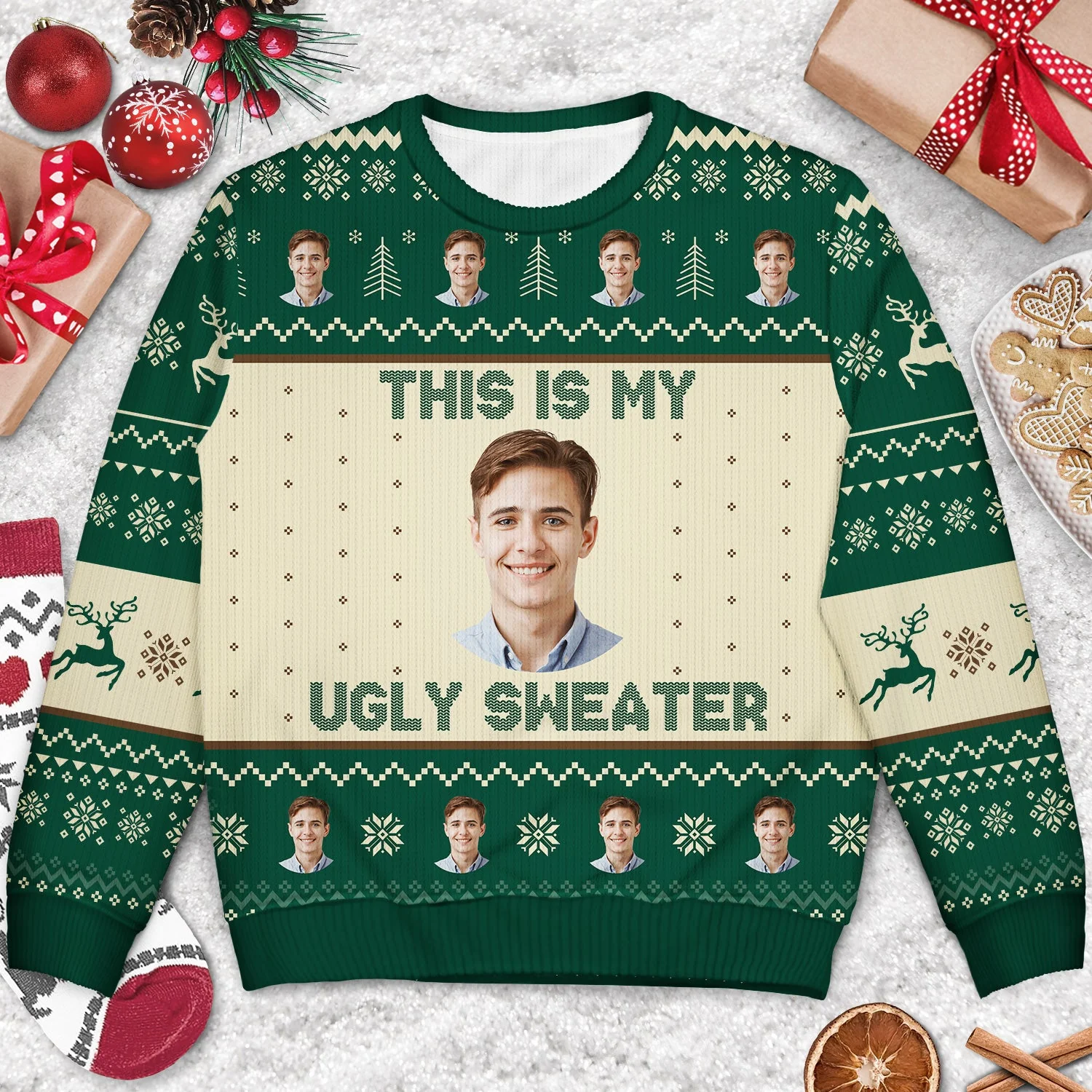 Custom Photo This Is My Ugly Sweater - Christmas, Gift For Yourself - Personalized Unisex Ugly Sweater - Image 4