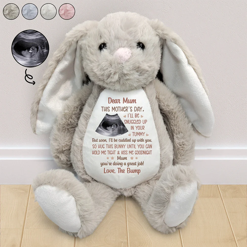Custom Photo This Mother's Day I'll Be Snuggled Up In Your Tummy - Personalized Soft Toy Bunny - Image 2