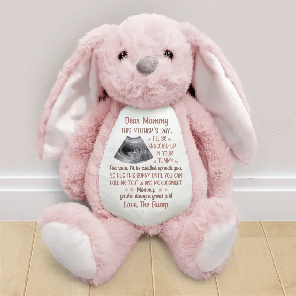 Custom Photo This Mother's Day I'll Be Snuggled Up In Your Tummy - Personalized Soft Toy Bunny - Image 3