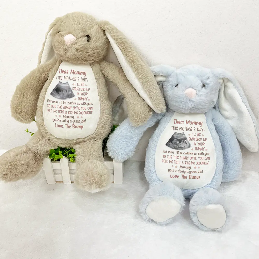 Custom Photo This Mother's Day I'll Be Snuggled Up In Your Tummy - Personalized Soft Toy Bunny - Image 4