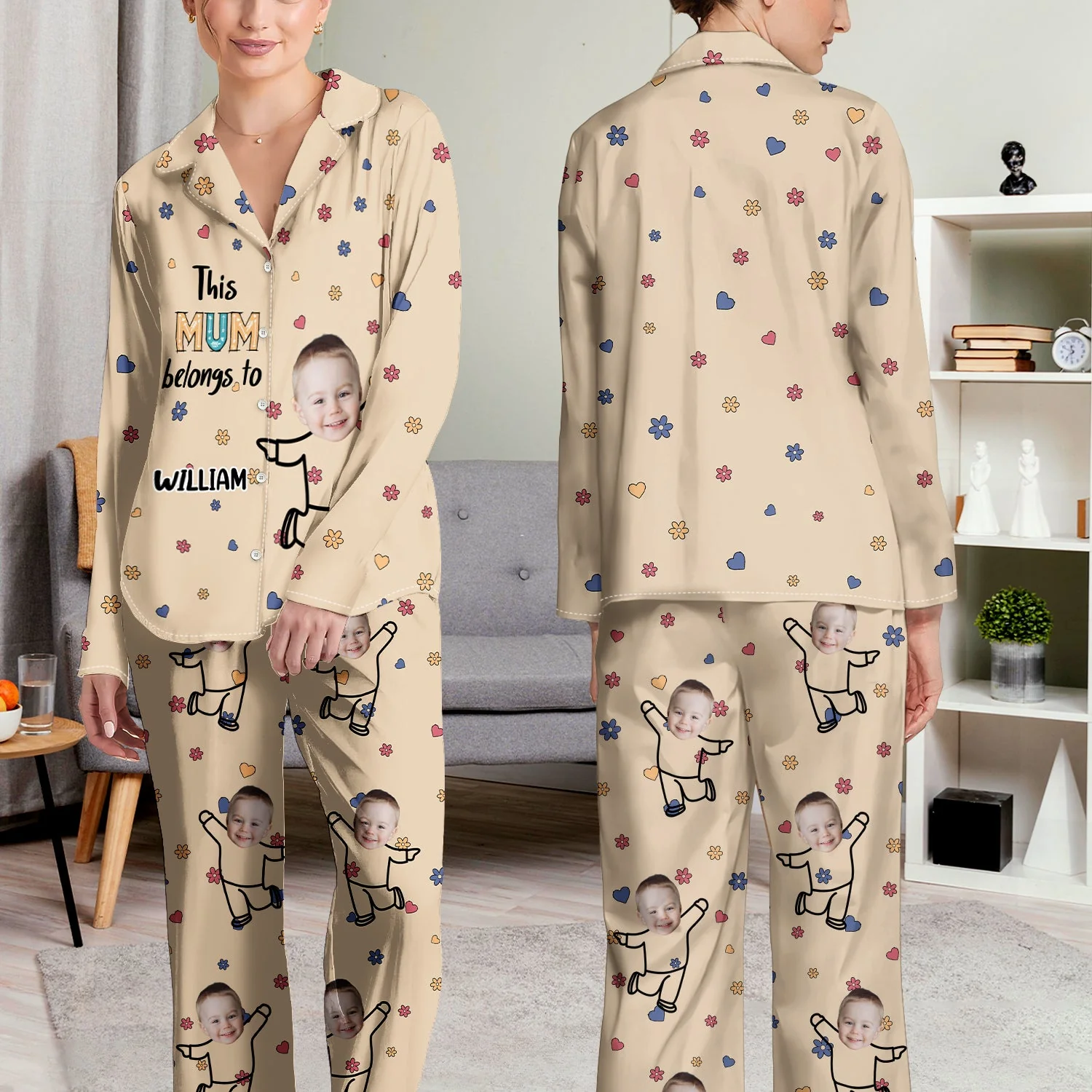 Custom Photo This Nana Belongs To - Birthday, Loving Gift For Mom, Grandma - Personalized Long Pajamas Set - Image 5