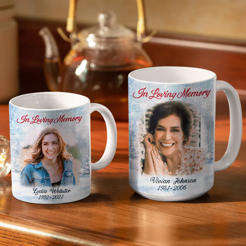 Custom Photo Those We Love Don't Go Away - Christmas Gift - Memorial Gift For Family - Personalized Custom White Edge-to-Edge Mug - Image 3