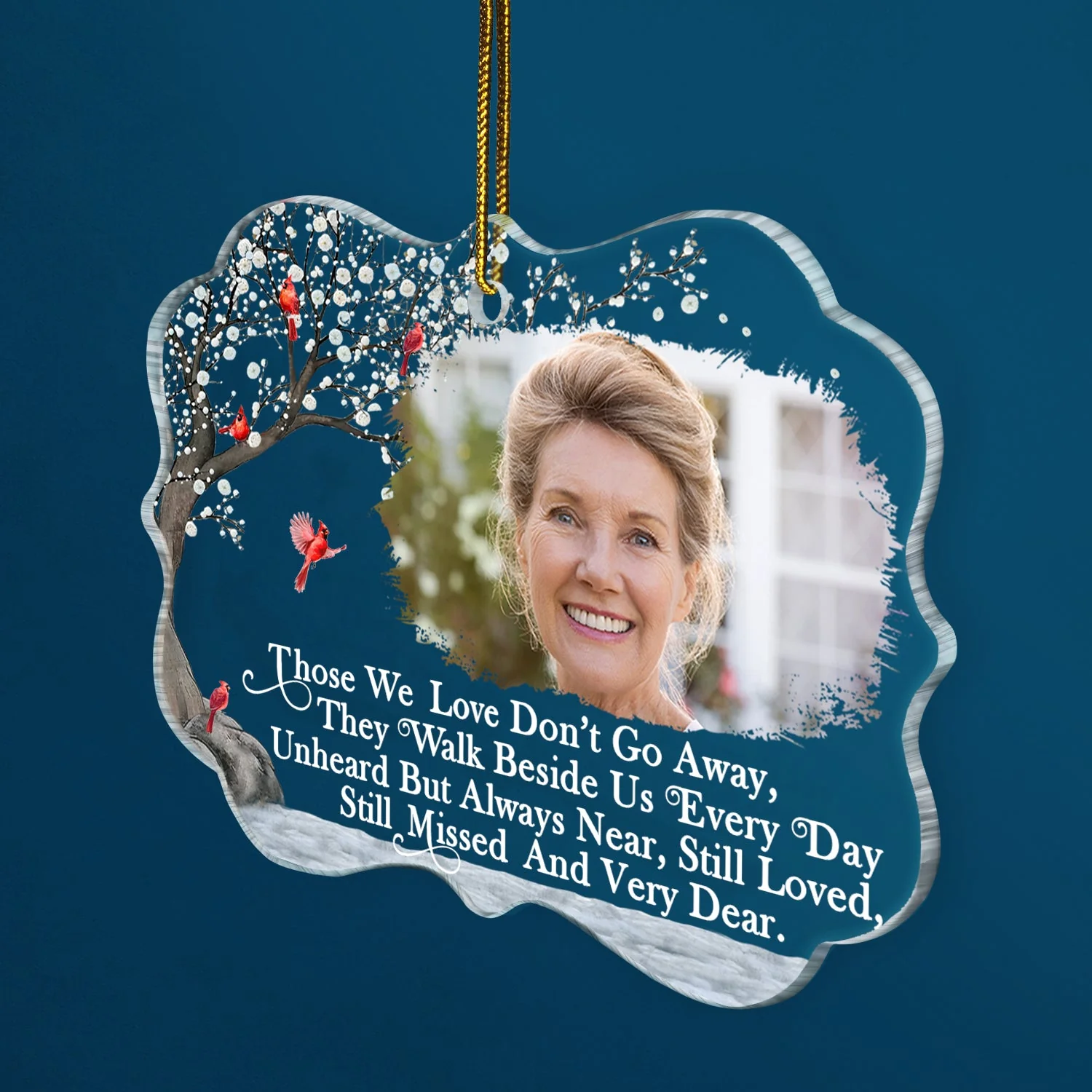 Custom Photo Those We Love Don't Go Away - Christmas, Memorial Gift For Family, Siblings, Friends - Personalized Medallion Acrylic Ornament - Image 2