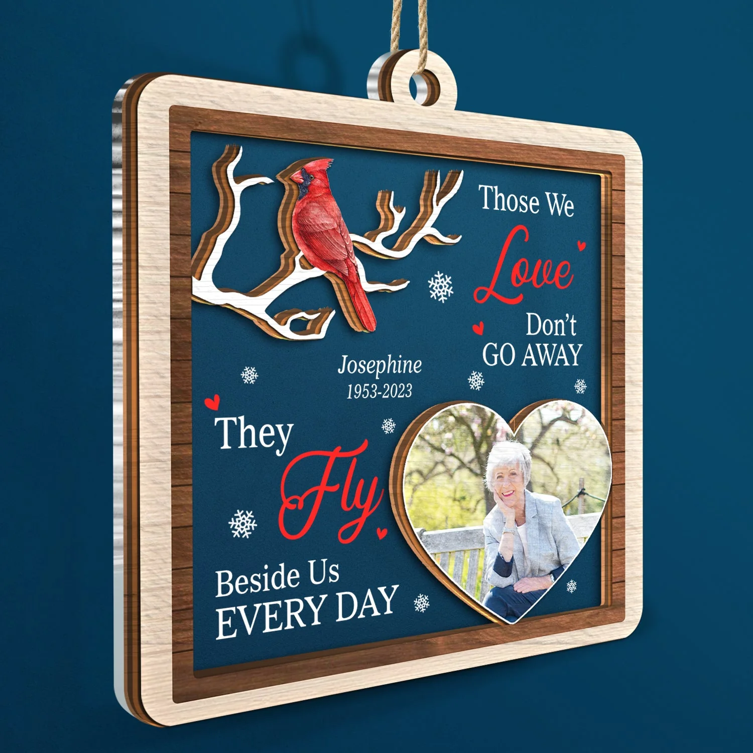 Custom Photo Those We Love Don't Go Away - Memorial, Christmas Gift - Personalized 2-Layered Mix Ornament - Image 2