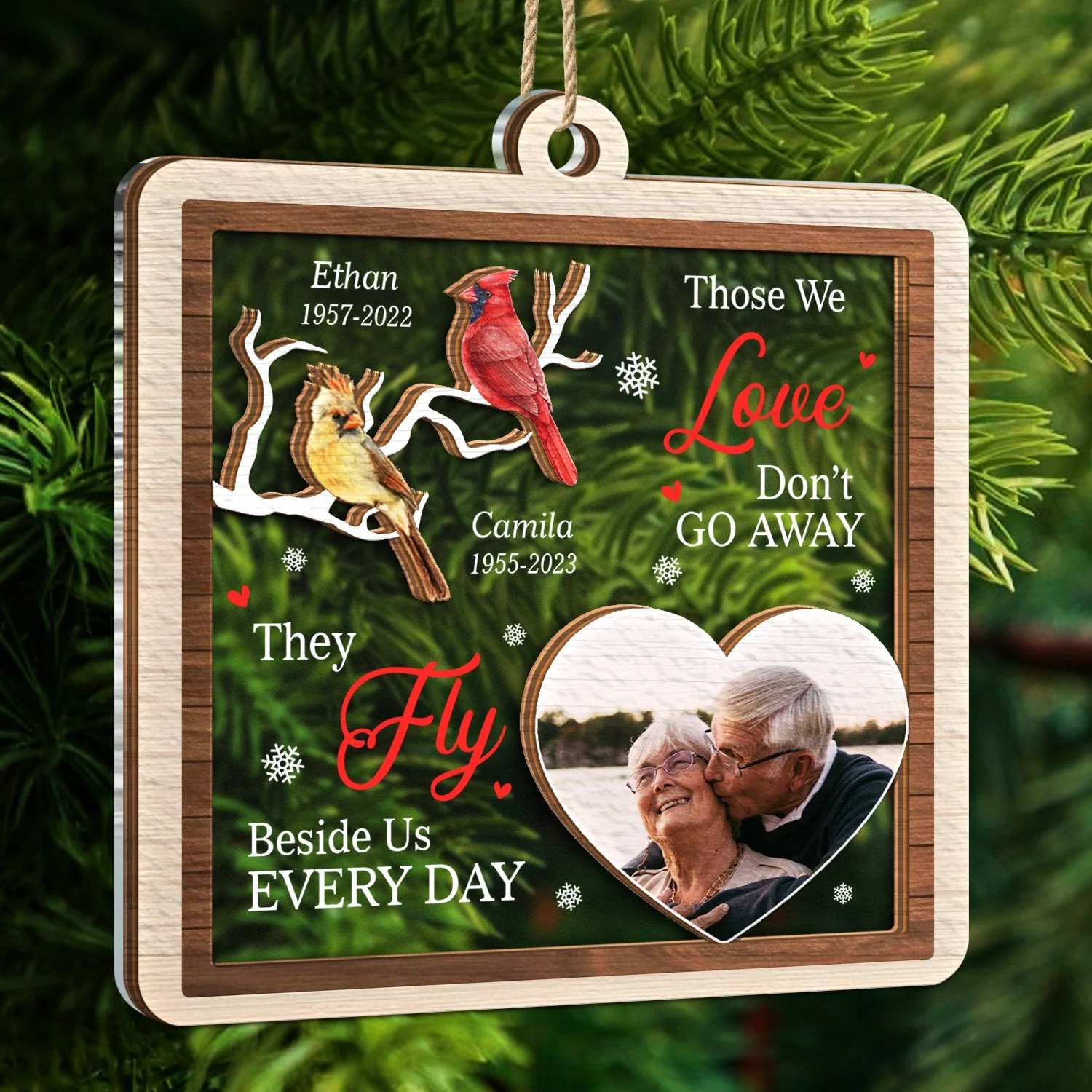 Custom Photo Those We Love Don't Go Away - Memorial, Christmas Gift - Personalized 2-Layered Mix Ornament - Image 5