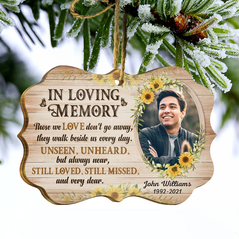 Custom Photo Those We Love Don't Go Away - Memorial Gift For Family - Personalized Wooden Ornament - Image 3
