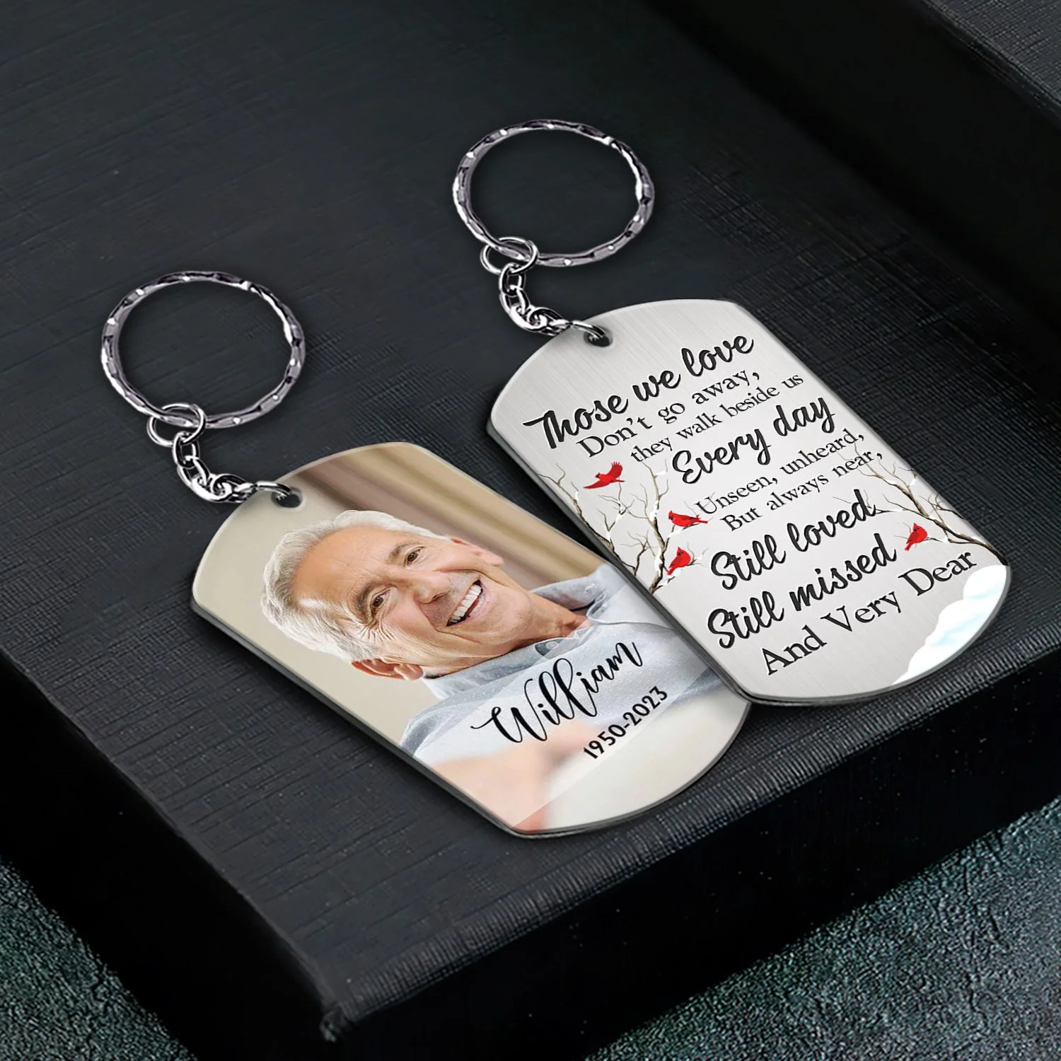 Custom Photo Those We Love Don't Go Away - Memorial Gift - Personalized Aluminum Keychain - Image 2
