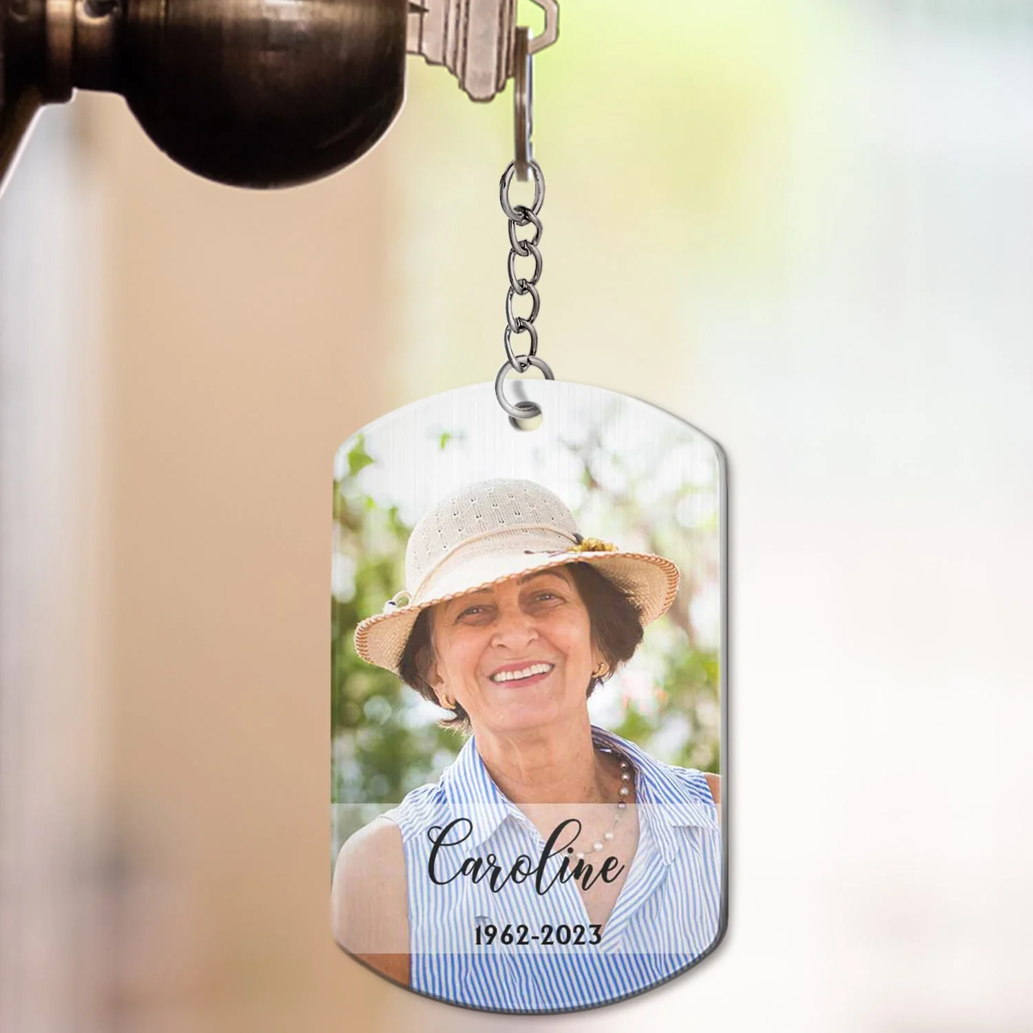 Custom Photo Those We Love Don't Go Away - Memorial Gift - Personalized Aluminum Keychain - Image 3